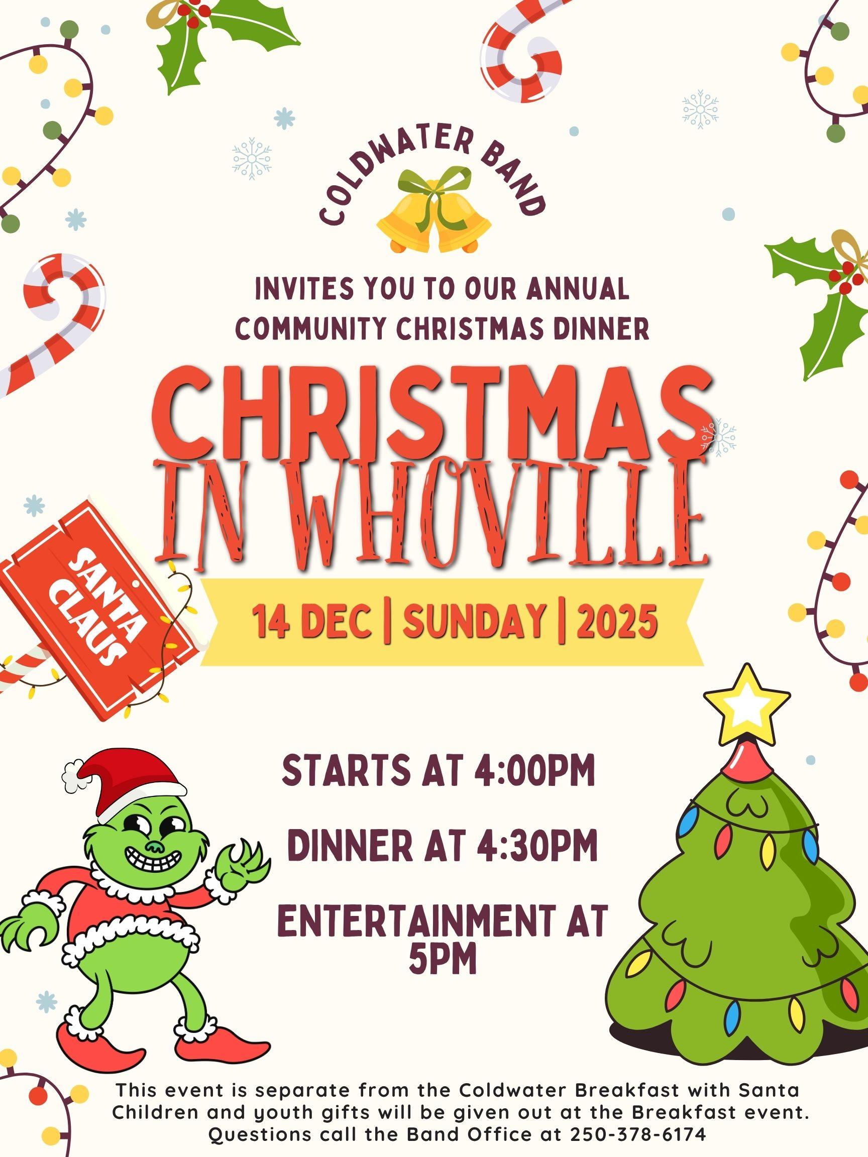 Coldwater Band Community Christmas Dinner Poster 2025